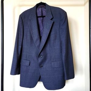 Vintage Hart Schaffner & Marx Blue Plaid Sport Coat Woolmark Quiet Luxury Sz 50
